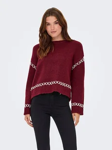 ONLY Sweter w kolorze bordowym - Swetry damskie - miniaturka - grafika 1