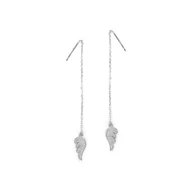 Kolczyki - Srebrne kolczyki 925 wiszące skrzydła na łańcuszku - miniaturka - grafika 1