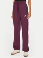 Spodnie sportowe damskie - Puma Spodnie dresowe T7 High Waist Track 626798 44 Bordowy Regular Fit - miniaturka - grafika 1