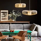 Lampy sufitowe - Forestier Bamboo up XXL wisząca biała/naturalna - miniaturka - grafika 1