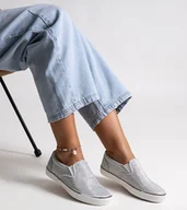 Moda i Uroda OUTLET - Srebrne błyszczące tenisówki Lublubah-37 - miniaturka - grafika 1