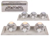 Świeczniki - Drewniana podstawka z 3 świecznikami - miniaturka - grafika 1