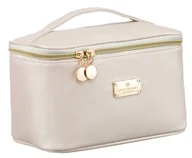 Kosmetyczki, organizery i kuferki - PETERSON Kuferek kosmetyczka damska z uchwytem do przenoszenia kremowy organizer podróżny przegródki na pędzle na prezent - miniaturka - grafika 1