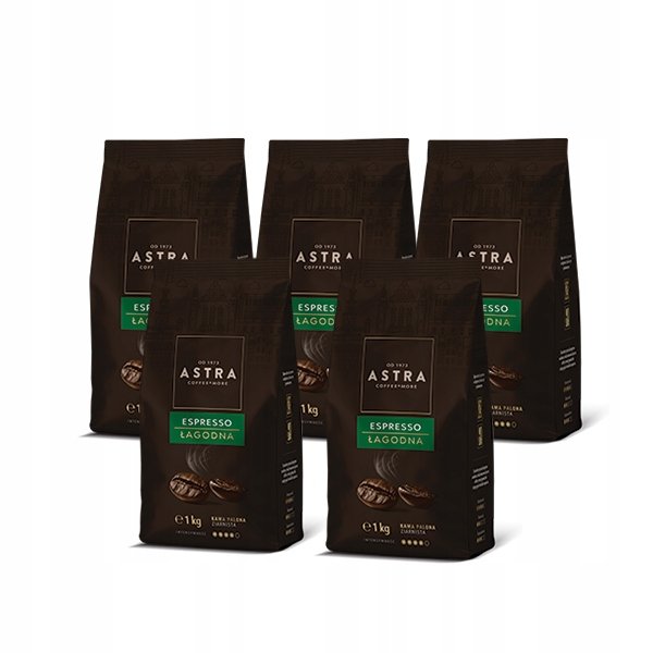 Zestaw 5x Kawa Astra Łagodna Espresso ziarnista 1kg