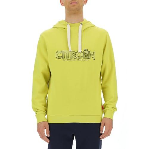 CITROËN O102940-I002 Kaptur Dzianiny Vintage Logo Drukowanie Duży C23W Długa Koszulka Męska Celery Rozmiar XL