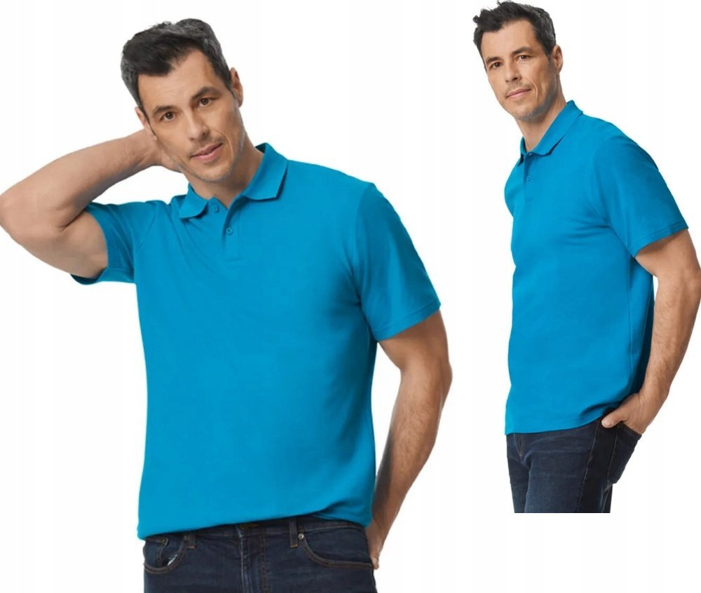 Koszulka POLO Polówka Męska BAWEŁNA Double Pique Gildan 64800 SZAFIROWY 2XL