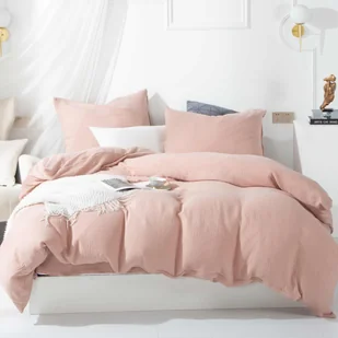 PUDROWA POŚCIEL MUŚLINOWA 160x200 KOMPLET PREMIUM DELIKATNA NATURALNA - Pościel - miniaturka - grafika 1