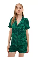 Koszule damskie - Trendyol Damska koszula z nadrukiem zwierzęcym guzikiem szczegółowa średnia tkana koszula - krótki zestaw piżamowy, zielony, 36, ZIELONY, 62 - miniaturka - grafika 1
