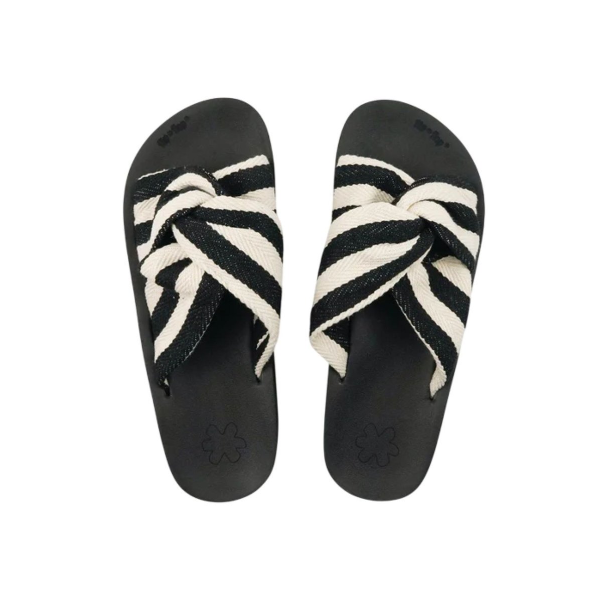 Klapki damskie Flip Flop Wedgy Twist czarne w paski-37