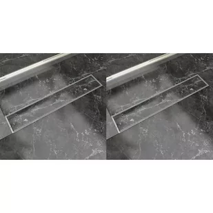 VidaXL Odpływ prysznicowy liniowy, stal nierdzewna, 2 szt., 630x140 mm - Odpływy liniowe - miniaturka - grafika 1