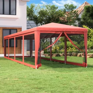Namiot imprezowy z 10 ścianami z siatki, czerwony, 3x12 m, HDPE - Pawilony ogrodowe - miniaturka - grafika 1