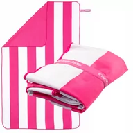 Ręczniki - Ręcznik z mikrofibry szybkoschnący plażowy, różowy w pasy, 130x80 - miniaturka - grafika 1