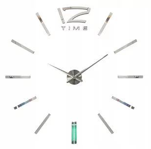 Zegar ścienny srebrny 3D przylewany na ścianę 80-130 cm - Zegary - miniaturka - grafika 1