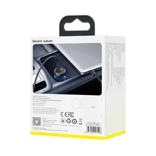 Baseus ładowarka samochodowa USB / USB Typ C 65 W 5 A SCP Quick Charge 4.0+ Power Delivery 3.0 ekran LCD + kabel USB Typ C - USB Typ C szary (TZCCKX-0G) - Ładowarki samochodowe - miniaturka - grafika 23