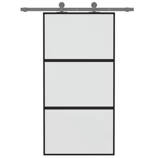 Drzwi przesuwne, czarne, 102,5x205cm, szkło hartowane aluminium 8721012120341 - Drzwi wewnętrzne - miniaturka - grafika 4