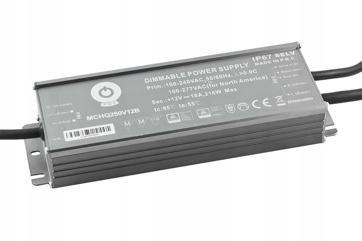 POS Zasilacz hermetyczny MCHQ250V12A 216W 12V 18A
