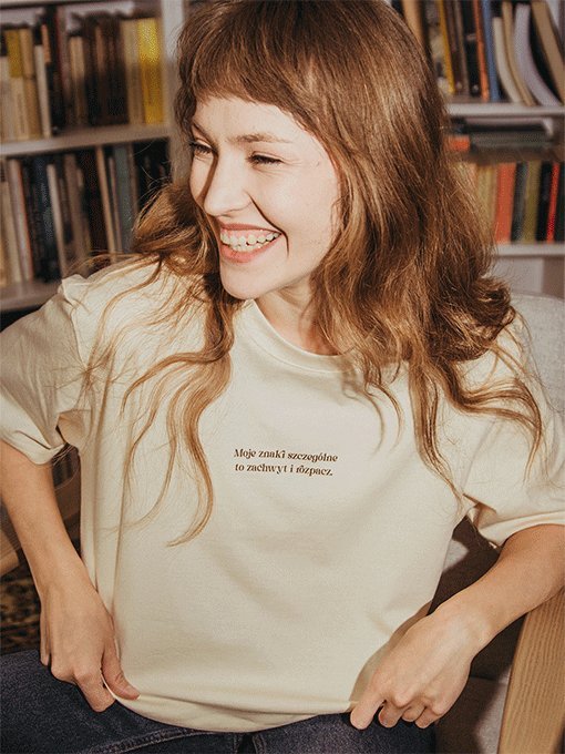 NIEBO Wisława Szymborska koszulka oversize unisex M prezent dla mola książkowego