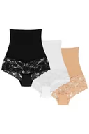 Majtki damskie - Wol-Bar Preciosa 3-pak beżowy-biały-czarny 2XL Majtki wysokie figi - miniaturka - grafika 1