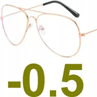 Okulary korekcyjne, oprawki, szkła - Okulary korekcyjne minusy pilotki złote -0.5 - miniaturka - grafika 1