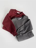 Bluzy damskie - Reserved - Gładka bluza z bawełną - ciemnoszary - miniaturka - grafika 1