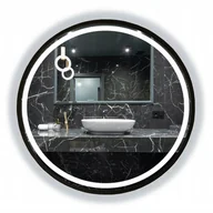 Lustra - LUSTRO OKRĄGŁE LED PODŚWIETLANE ŁAZIENKOWE CZARNE W RAMIE 70 CM - miniaturka - grafika 1