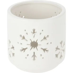 Świecznik cementowy Snowflake II biały, 7,8 x 8 cm - Ozdoby bożonarodzeniowe - miniaturka - grafika 1