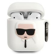 Akcesoria do słuchawek - Apple KARL LAGERFELD Karl Lagerfeld Silicone Ikonik etui na AirPods biały KF000549 - miniaturka - grafika 1