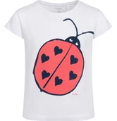 Bluzki dla dziewczynek - T-shirt z krótkim rękawem dla dziewczynki, z biedronką, biały 3-8 lat - miniaturka - grafika 1