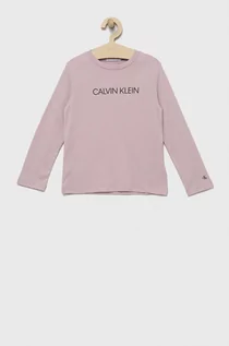 Bluzki dla chłopców - Calvin Klein Jeans longsleeve bawełniany dziecięcy IU0IU00297.9BYY kolor różowy z nadrukiem - grafika 1