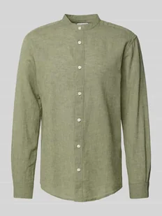 Koszula lniana o kroju slim fit ze stójką model ‘CAIDEN’ - Koszule męskie - miniaturka - grafika 1