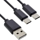 Kable USB - InLine® USB 2in1 Y-Ladekabel, 1x USB-A Stecker an 2x USB-C Stecker, schwarz 0,5m - miniaturka - grafika 1