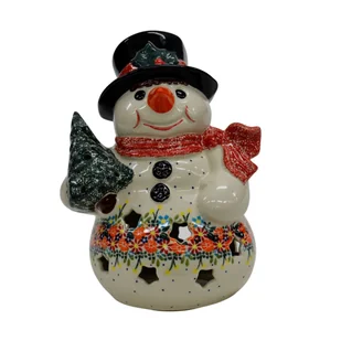 Ceramiczny bałwan duży Ceramika Bolesławiec - Ozdoby bożonarodzeniowe - miniaturka - grafika 1