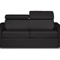 Sofy i kanapy - Kanapa 3-osobowa rozkładana typu express z czarnej skóry bawolej - Miejsce do spania 140 cm - Materac 22 cm z pamięcią kształtu - VIZIR - miniaturka - grafika 1