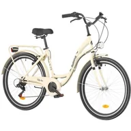 Rowery - Rower miejski INDIANA Moena S7B 26 cali damski Capuccino + Koszyk na rower VÖGEL VKS-105 Stalowy - miniaturka - grafika 1