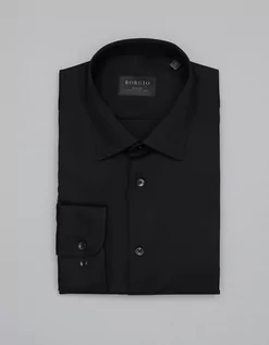 Koszule męskie - Borgio koszula forenza 00315 długi rękaw czarny slim fit - grafika 1