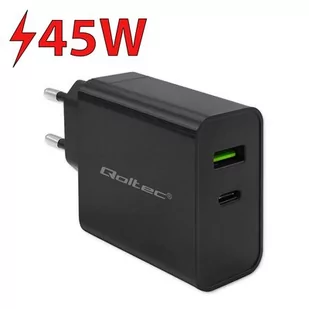 Ładowarka sieciowa QOLTEC Super Quick PD 45W Czarny - Ładowarki do telefonów - miniaturka - grafika 1