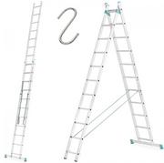 Drabiny - Drabina aluminiowa 2x11 na schody - ALOSS - wysokość robocza 6,50m - miniaturka - grafika 1