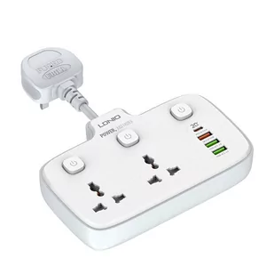 Listwa zasilająca z 2 gniazdami AC, 3x USB, 1x USB-C LDNIO SC2413, 2500W (biała) - Listwy zasilające - miniaturka - grafika 1