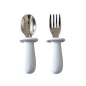 Sztućce dla dzieci - Sztućce - zestaw widelec i łyżka dla najmłodszych, jasnoszary JackOJuno - miniaturka - grafika 1