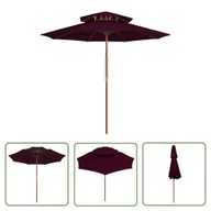 Parasole ogrodowe - The Living Store Parasol ogrodowy z dwupoziomową czaszą - bordowy - 270 cm - Parasol Ogrodowy - miniaturka - grafika 1