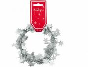 Ozdoby bożonarodzeniowe - Arpex Łańcuch choinkowy z gwiazdkami srebrny 270cm BG4231SRE BG4231SRE - miniaturka - grafika 1