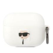 Moda i Uroda OUTLET - Karl Lagerfeld KLAPRUNIKH AirPods Pro cover biały/white Silicone Karl Head 3D - miniaturka - grafika 1