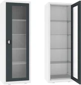 Meble i wyposażenie gabinetów medycznych - NSML.101.9010.7016 szafa lekarska 1-skrzydłowa 1-komorowa biało-antracytowa - miniaturka - grafika 1