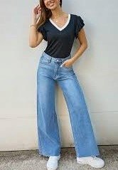 Jeansy CUPSHE Denim z surowym krojem i rozszerzanymi nogawkami