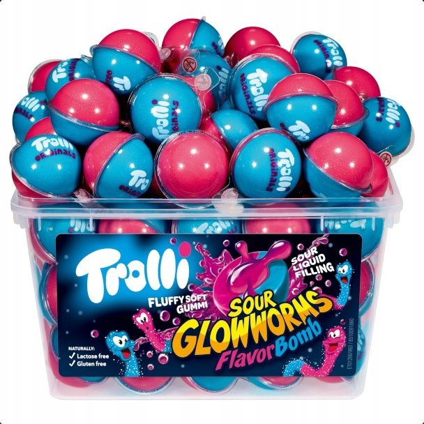 Trolli Żelki Sour Glowworms Flavor Bomb 60 szt