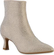 Botki damskie - VAN HILL Damskie Klasyczne Botki Do Kostki Koronkowe Strass Eleganckie Buty Imprezowe 840904, Kolor: Beżowy Welur, Rozmiar: 39 - miniaturka - grafika 1