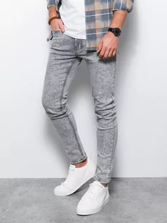 Spodnie męskie - Spodnie męskie jeansowe SKINNY FIT - szare V1 P1062 - grafika 1