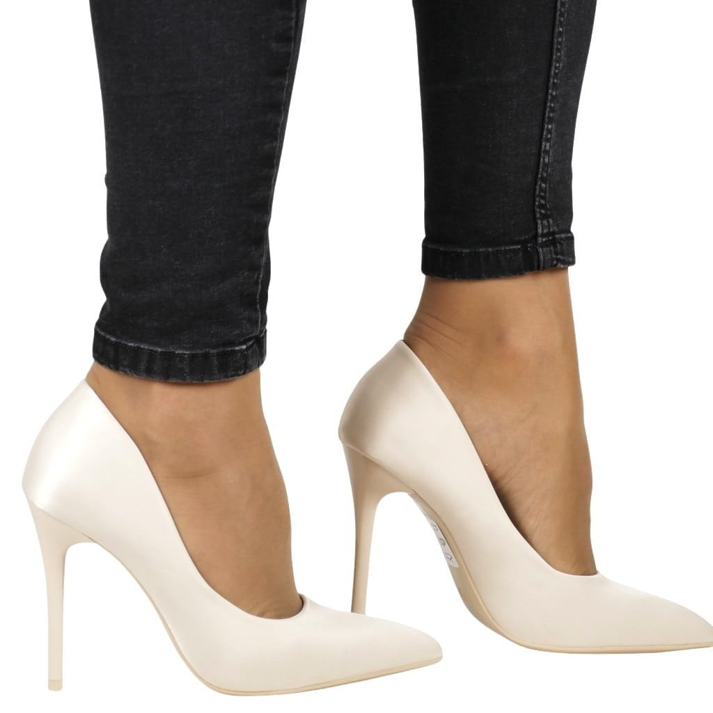 SZPILKI CZÓŁENKA DAMSKIE SATYNOWE SEASTAR 129P BEIGE BEŻOWE