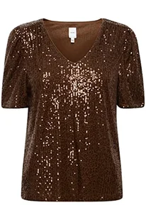 ICHI IHFAUCI SS2 T-shirt damski, 190915/Coffee Bean, M - Koszulki i topy damskie - miniaturka - grafika 1