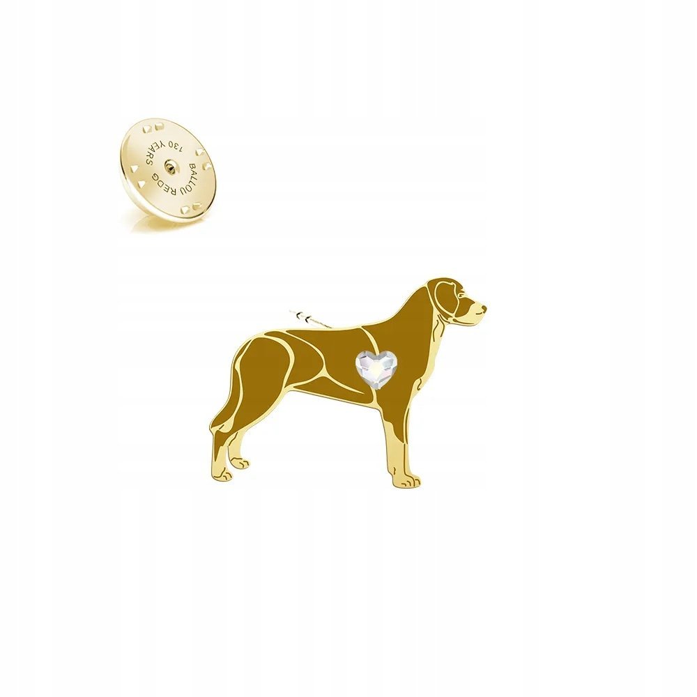 Wpinka Złota z psem Duży Szwajcarski Pies Pasterski 925 Prezent DEDYKACJA